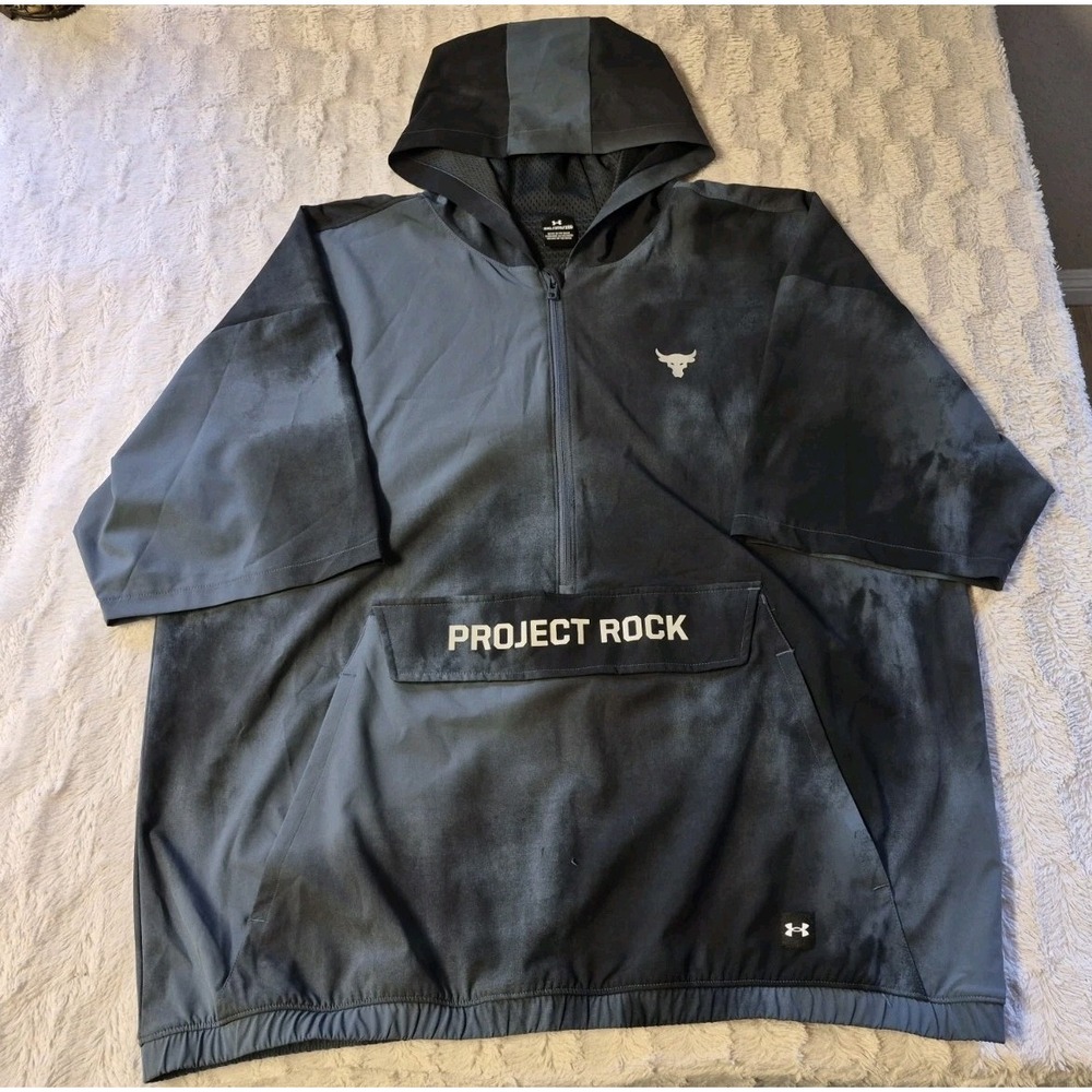 Under Armour x Project Rock Warm Up 1/2 Zip Jacket Men's Size 2XL Hooded Gray